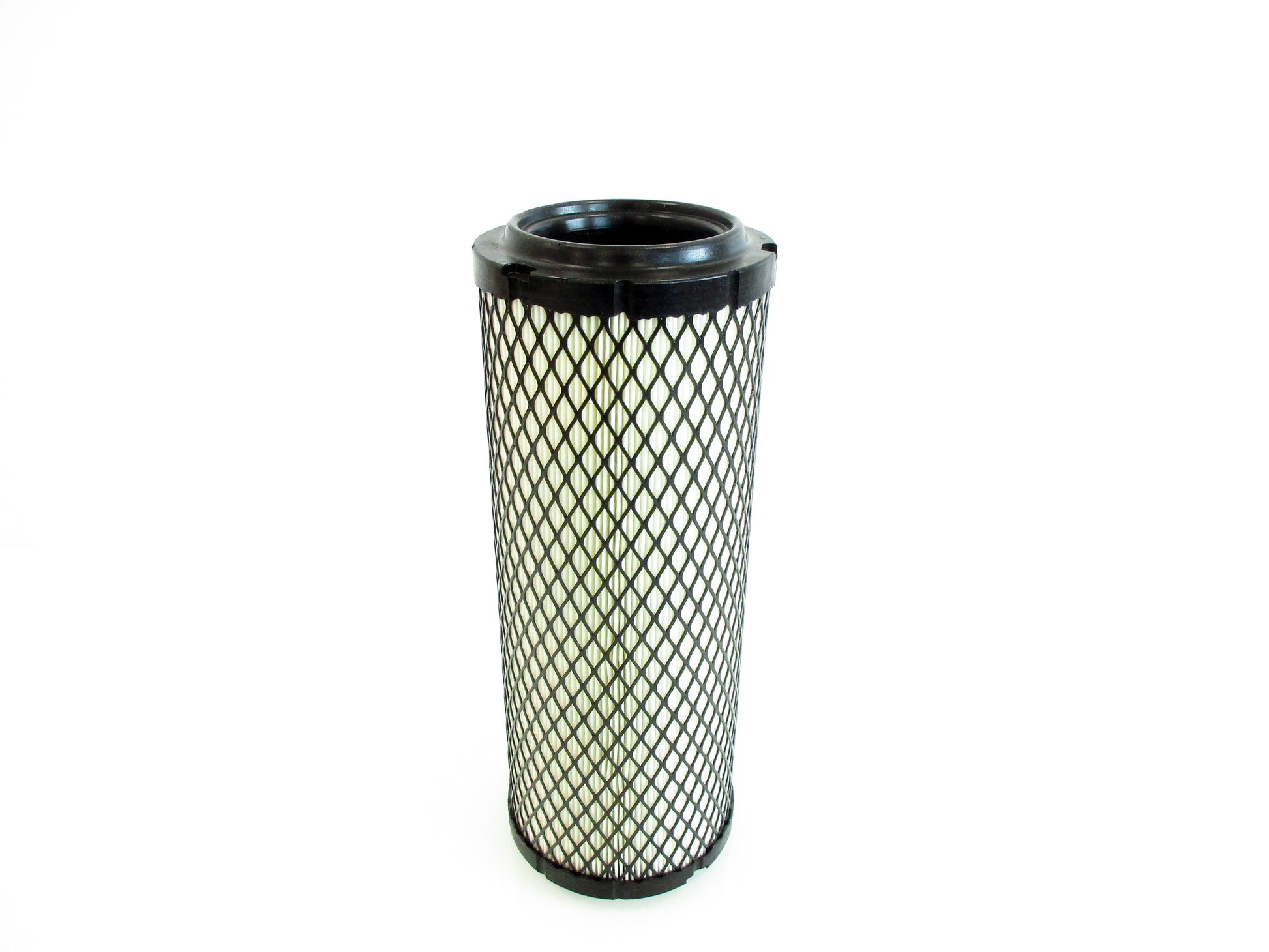 A cylindrical replacement filter cartridge with a black PU top and bottom caps and a black metal mesh body, shown on a plain white background.