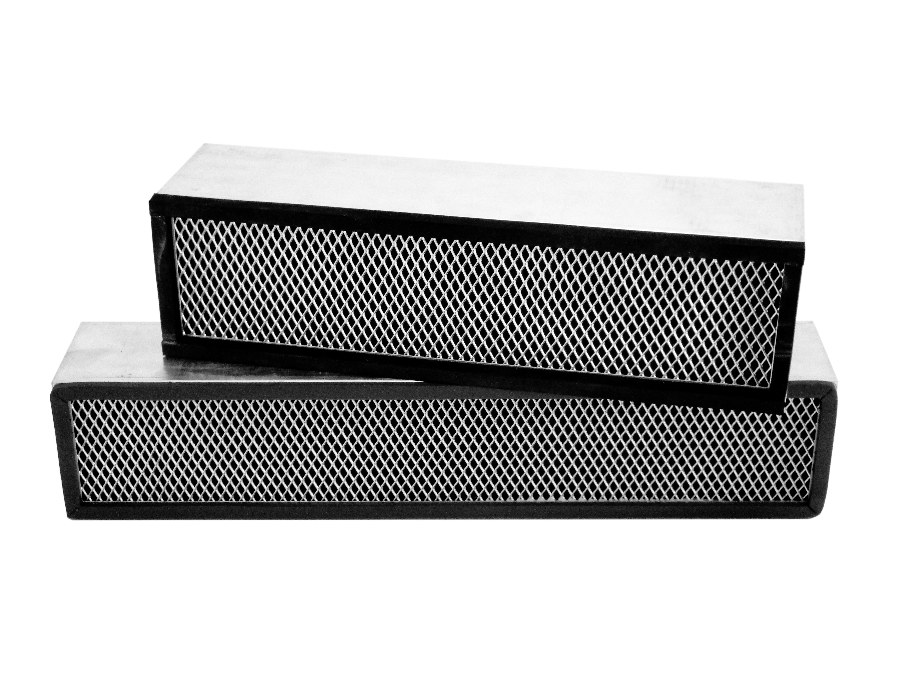 Two rectangular CAT 4 air filter units, stacked with one on top of the other, shown against a plain white background.