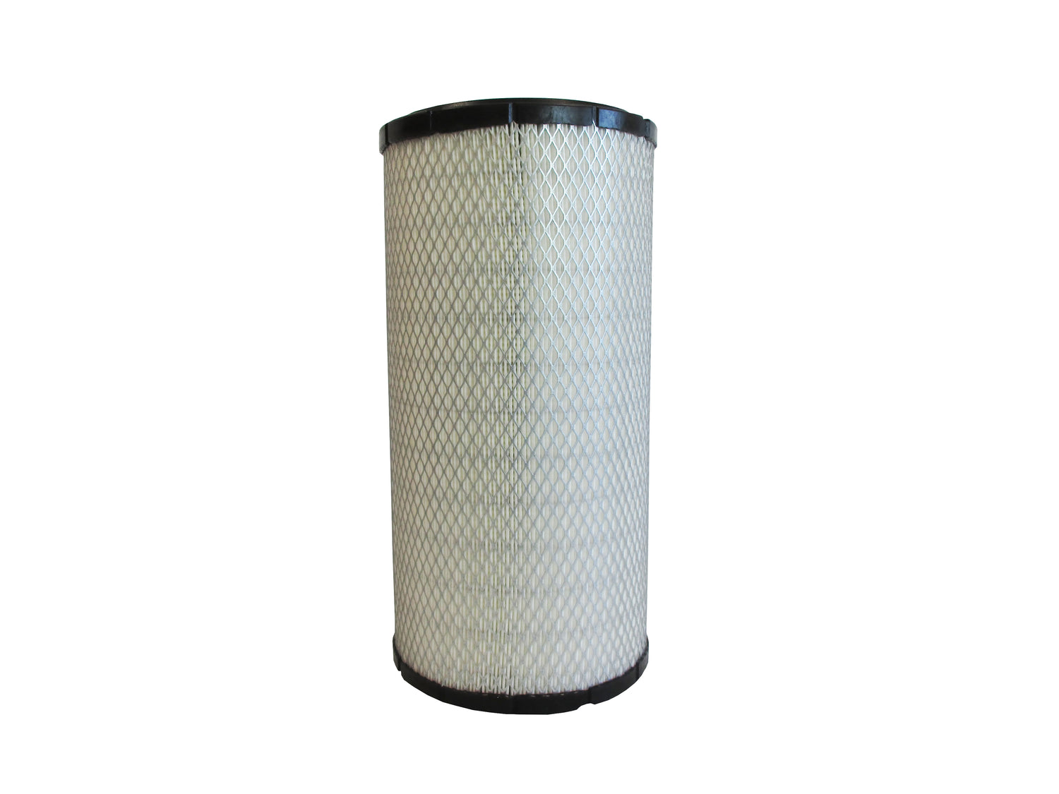 A cylindrical replacement filter cartridge with a black PU top and bottom caps, and a grey metal mesh, shown on a plain white background.