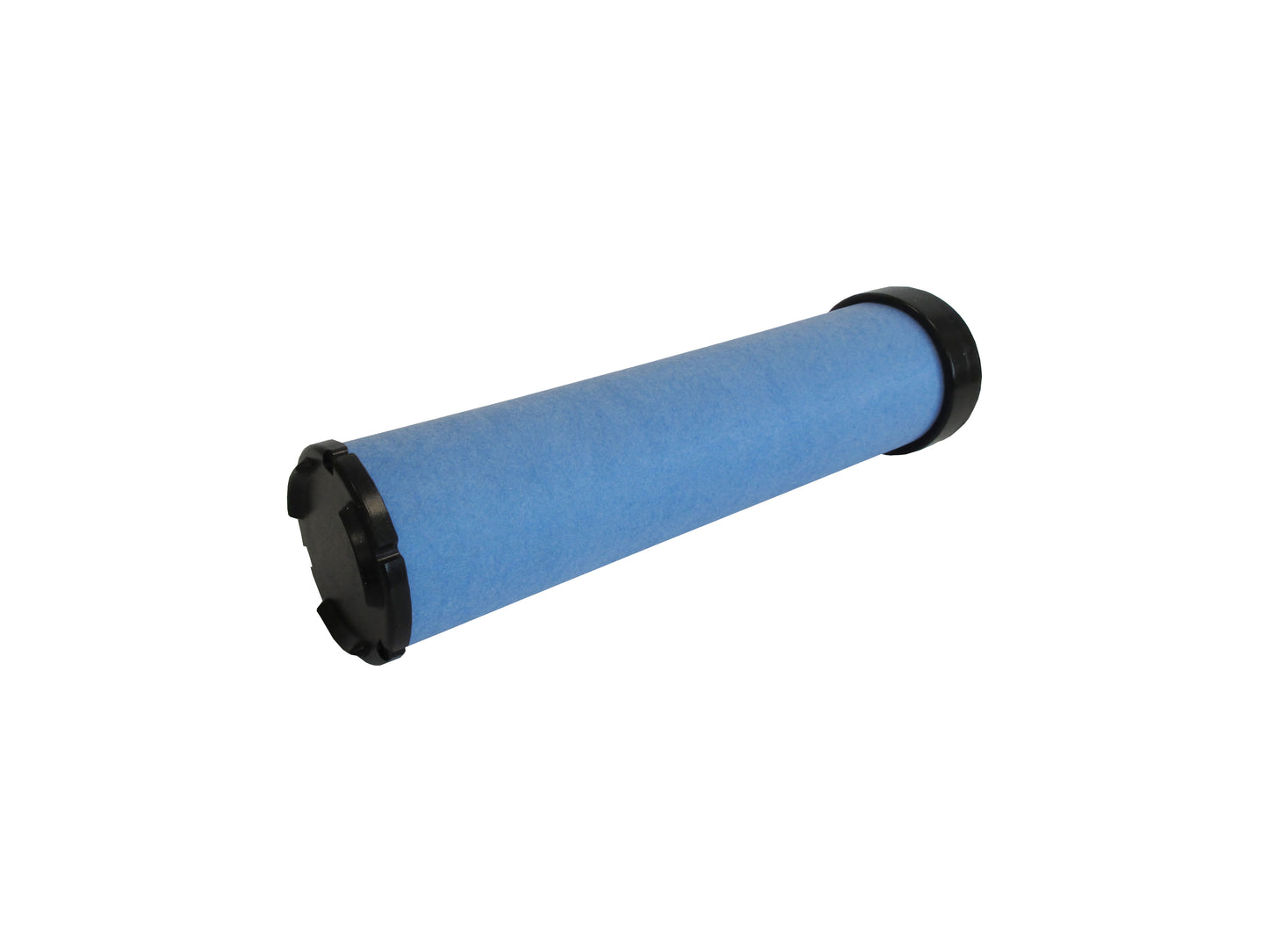 A cylindrical replacement filter cartridge on its side, with a black PU top and bottom caps, shown on a plain white background.