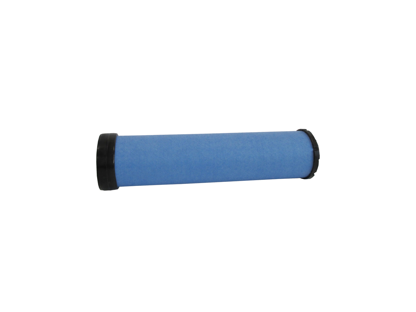 A cylindrical replacement filter cartridge on its side, with a black PU top and bottom caps, shown on a plain white background.