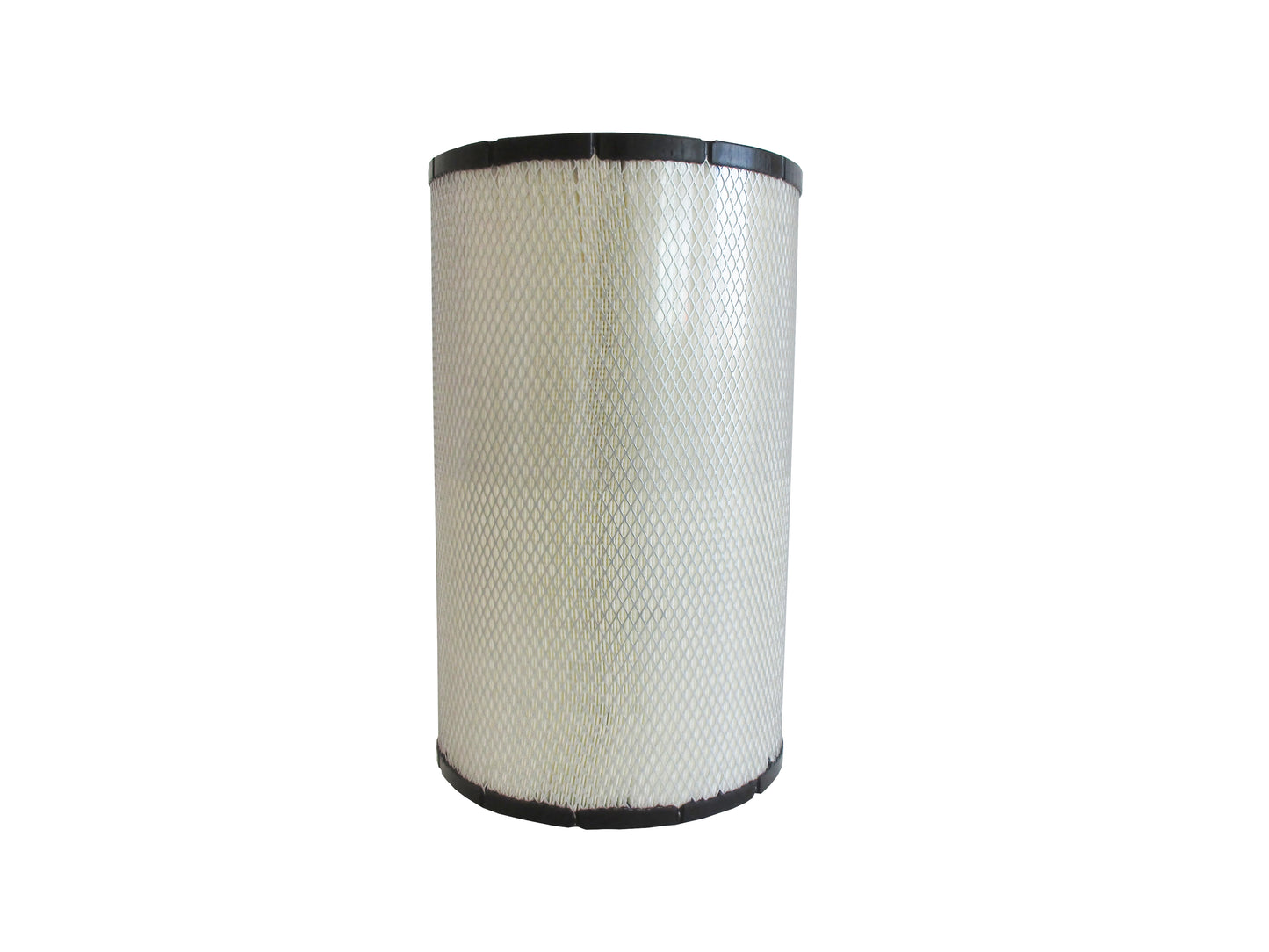 A cylindrical replacement filter cartridge with a black PU top and bottom caps, and a grey metal mesh, shown on a plain white background.