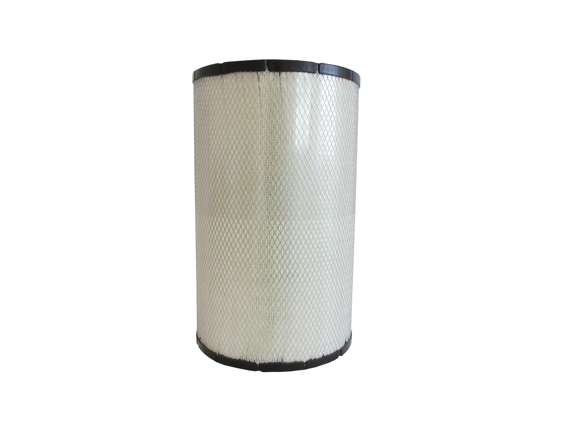 A cylindrical replacement filter cartridge with a black PU top and bottom caps, and a grey metal mesh, shown on a plain white background.