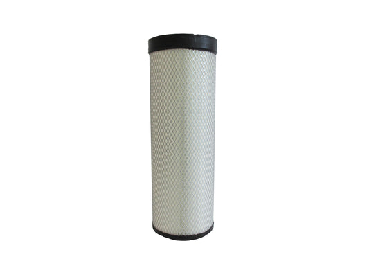 A cylindrical replacement filter cartridge  with a black PU top and bottom caps, and a grey metal mesh, shown on a plain white background.