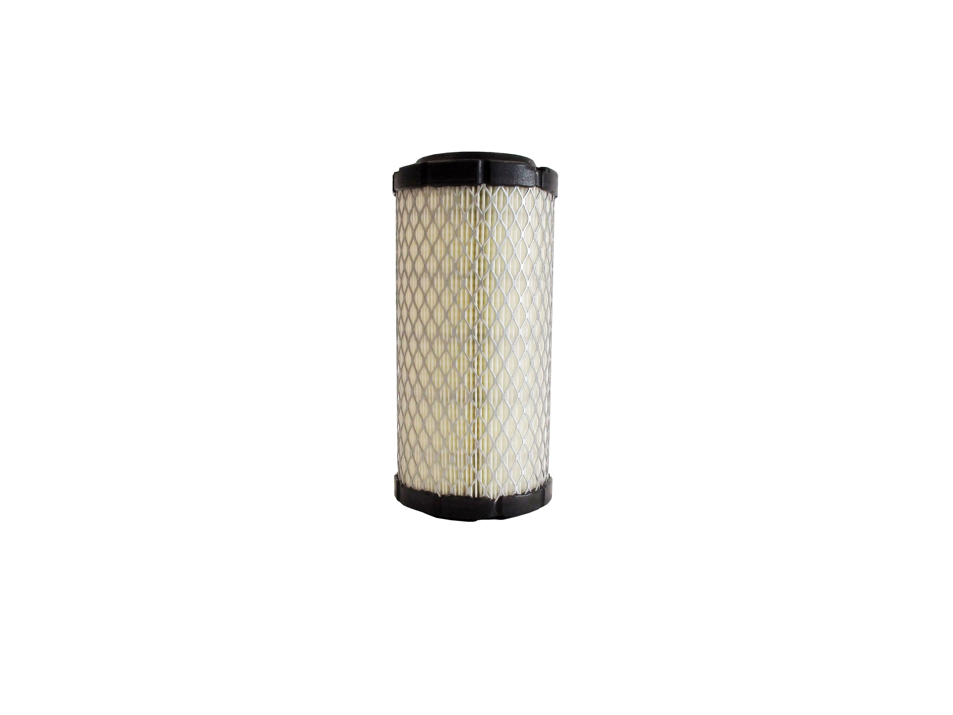 A cylindrical replacement filter cartridge with a black PU top and bottom caps, and a grey metal mesh, shown on a plain white background.