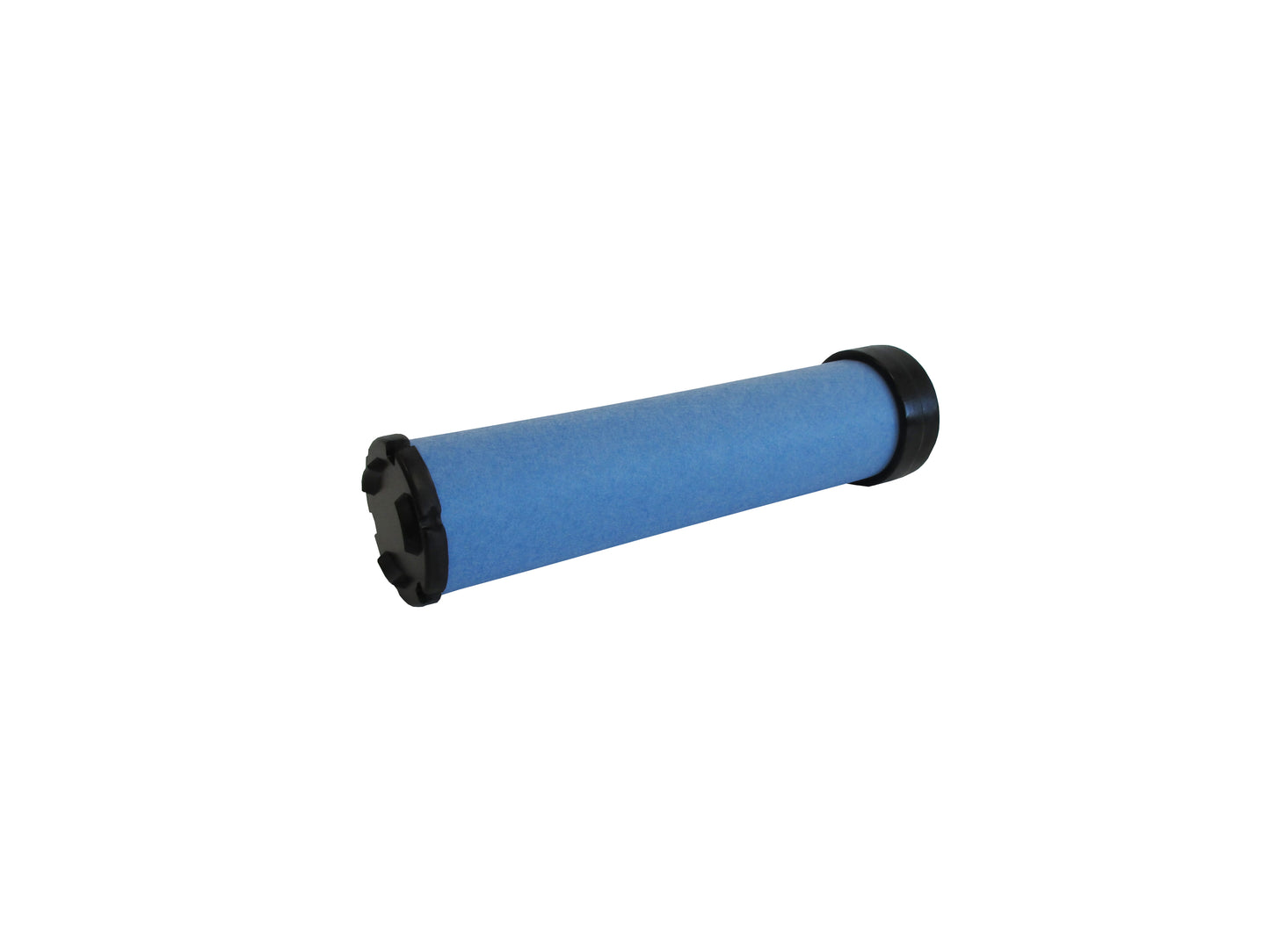 A cylindrical replacement filter cartridge on its side, with a black PU top and bottom caps, shown on a plain white background.