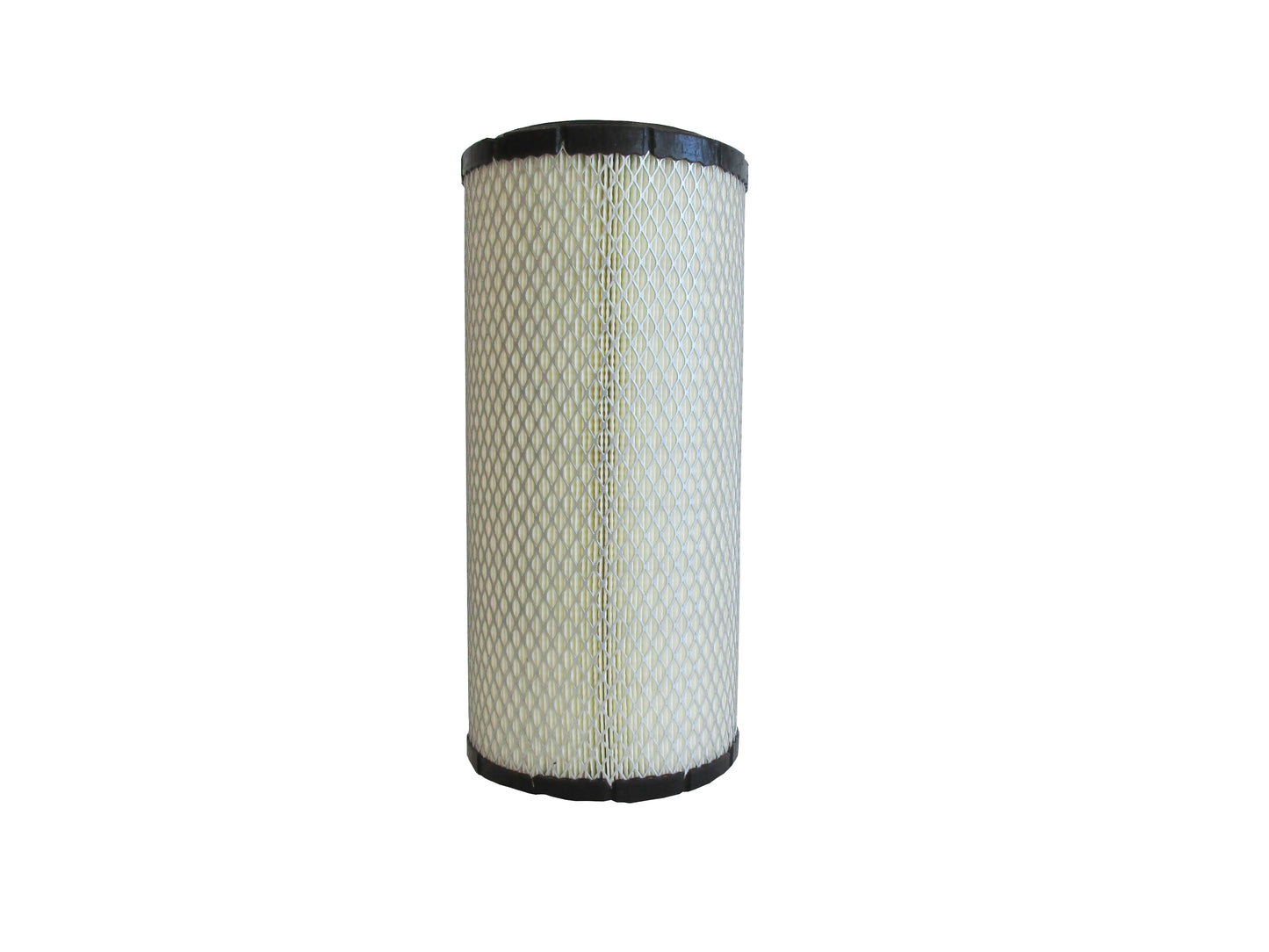 A cylindrical replacement filter cartridge with a black PU top and bottom caps, and a grey metal mesh, shown on a plain white background.