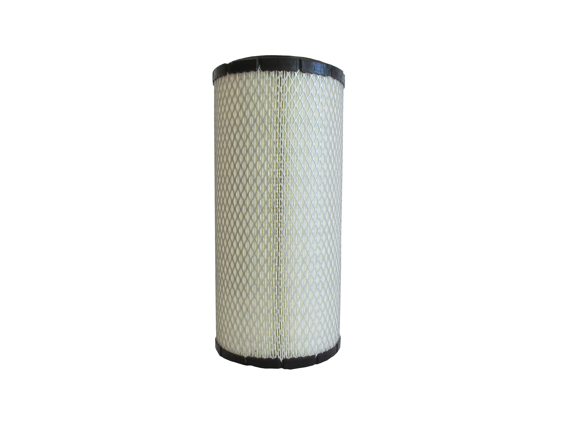 A cylindrical replacement filter cartridge with a black PU top and bottom caps, and a grey metal mesh, shown on a plain white background.