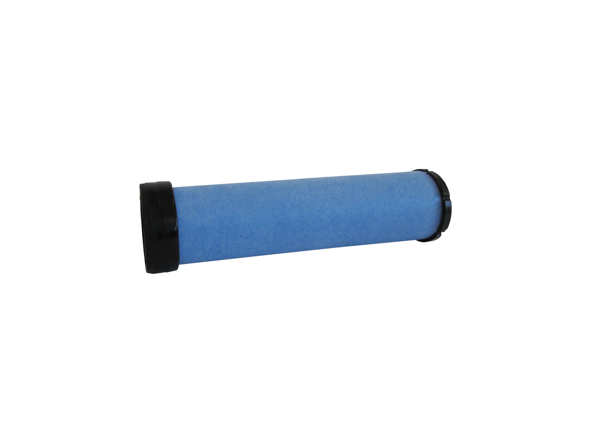 A cylindrical replacement filter cartridge on its side, with a black PU top and bottom caps, shown on a plain white background.