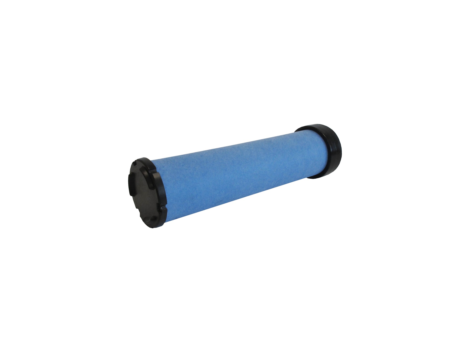 A cylindrical replacement filter cartridge on its side, with a black PU top and bottom caps, shown on a plain white background.