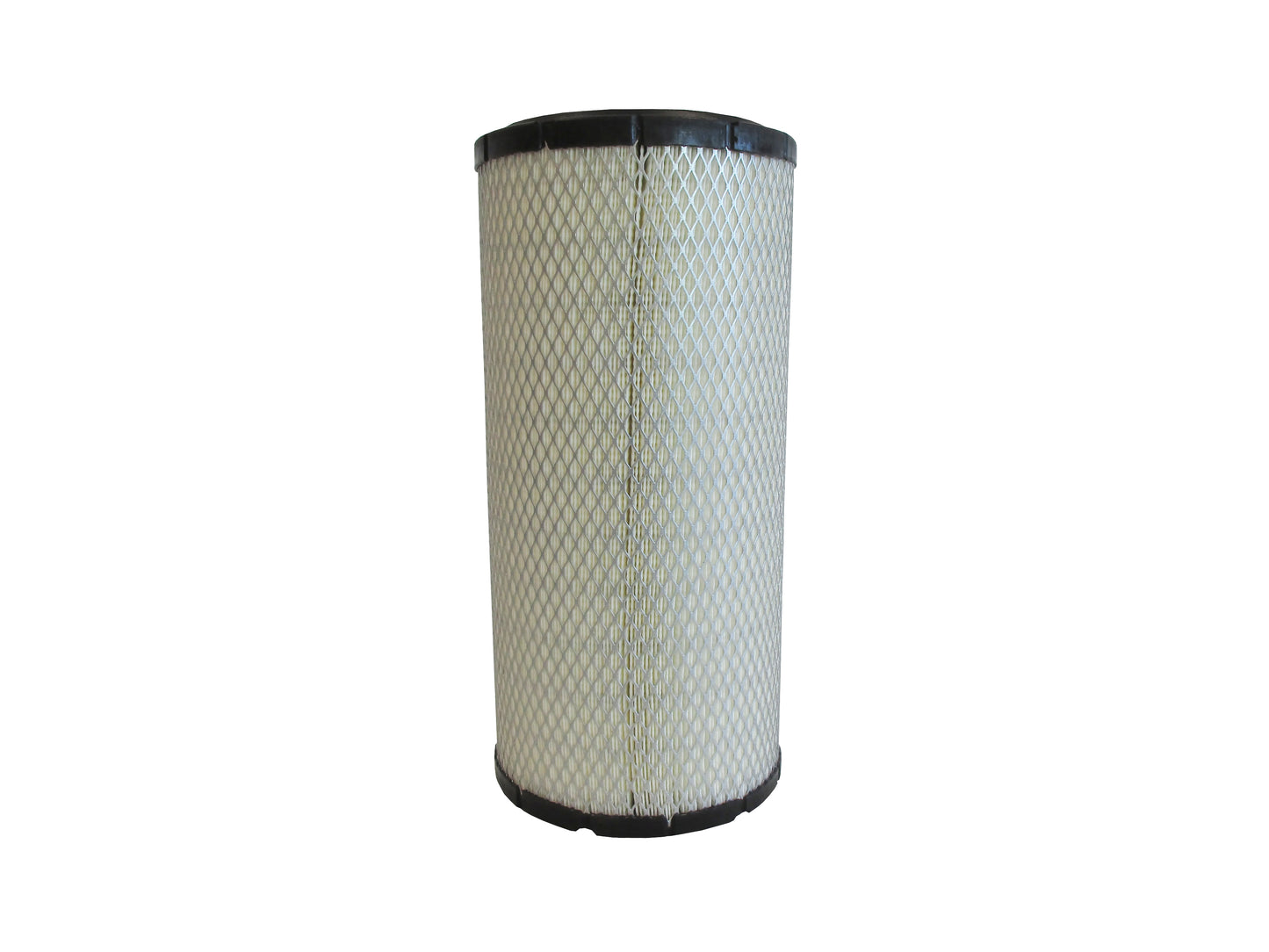A cylindrical replacement filter cartridge with a black PU top and bottom caps, and a grey metal mesh, shown on a plain white background.