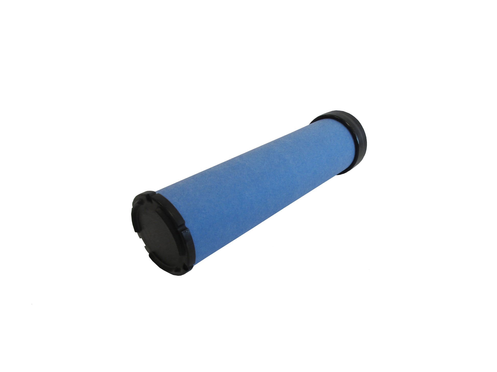 A cylindrical replacement filter cartridge on its side, with a black PU top and bottom caps, shown on a plain white background.
